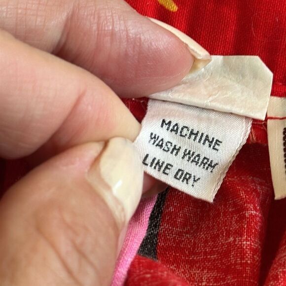 Vintage 80s Pliers Brand Abstract Pattern Red Cotton/Polyester Midi Skirt - Picture 8 of 10